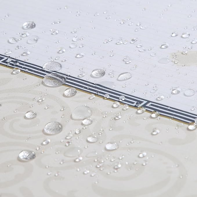 90 Inch Fabric Shower Curtain, Extra Long White Cream Black Print Waterproof Shower Curtains for Bathroom, 72" W x 90" H