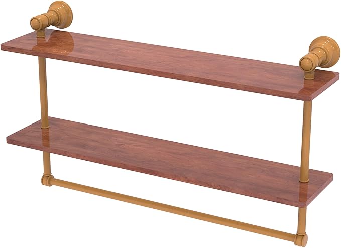 Allied Brass CL-2-22-IRW-GLY Carolina Collection 22 Inch Two Tiered Wood Shelf, Golden Yellow