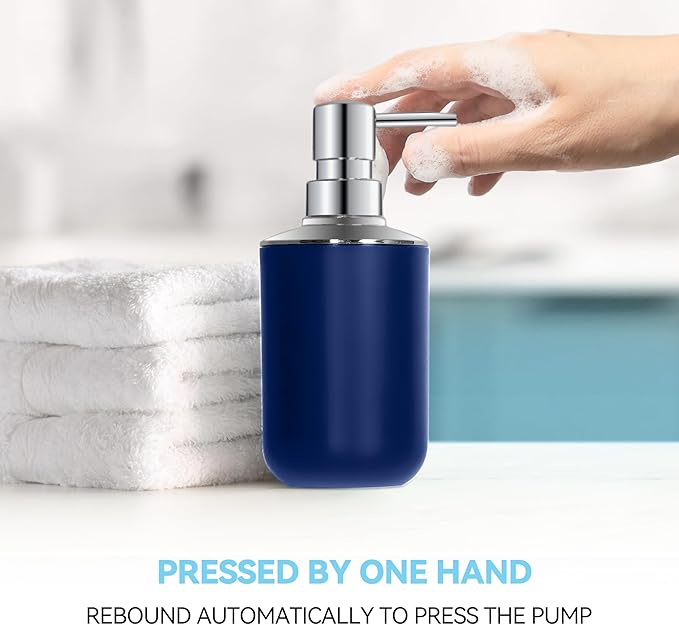 Blue Bathroom Accessories Set 4 PCS, Blue Bathroom Accessories, Plastic Soap Dispenser and Toothbrush Holder Set, Soap Dish and Mouthwash Cup, Boho Bathroom Decor, Bathroom Set