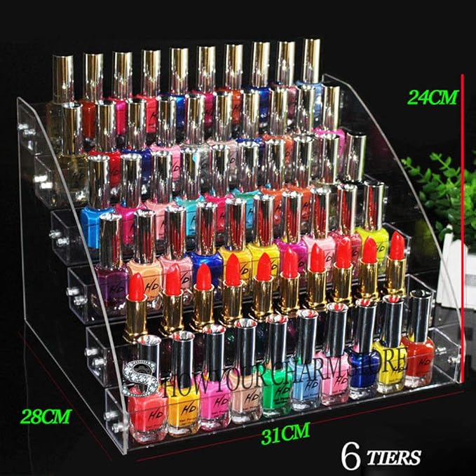 1 Pcs Multi-Layer Removable Nail Polish Shelf Acrylic Clear Cosmetics Multi-Functional Display Stand Rack Holder for Women (6 Layers)