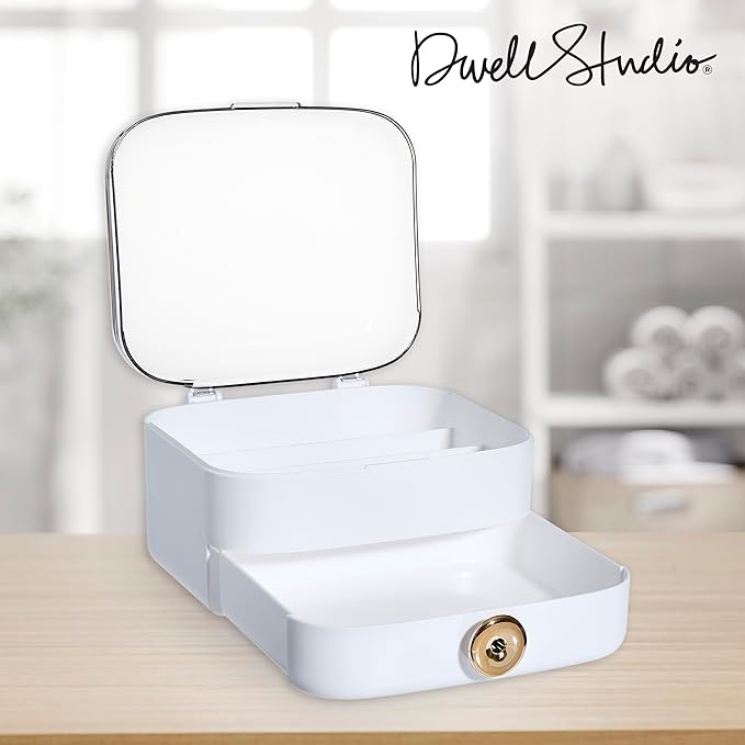DwellStudio Dustproof Makeup Organizer for Cosmetics and Skincare - Stylish Storage Solution for Your Beauty Essentials
