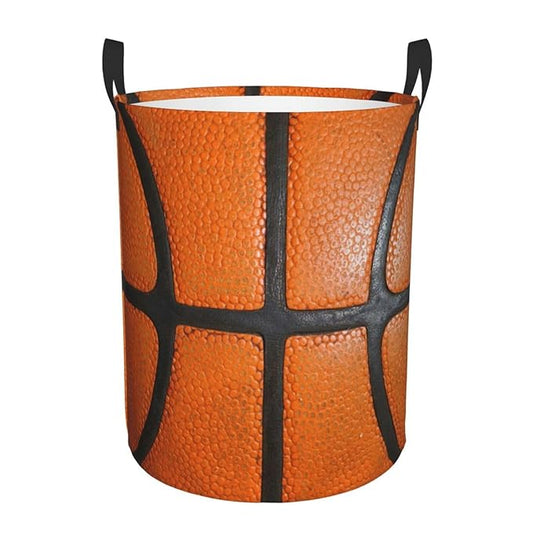 Basketball Ball Texture Round Laundry Hamper Storage Basket Toys Clothes Organizer Bin For Home Bathroom Bedroom Dorm Nursery, 38l