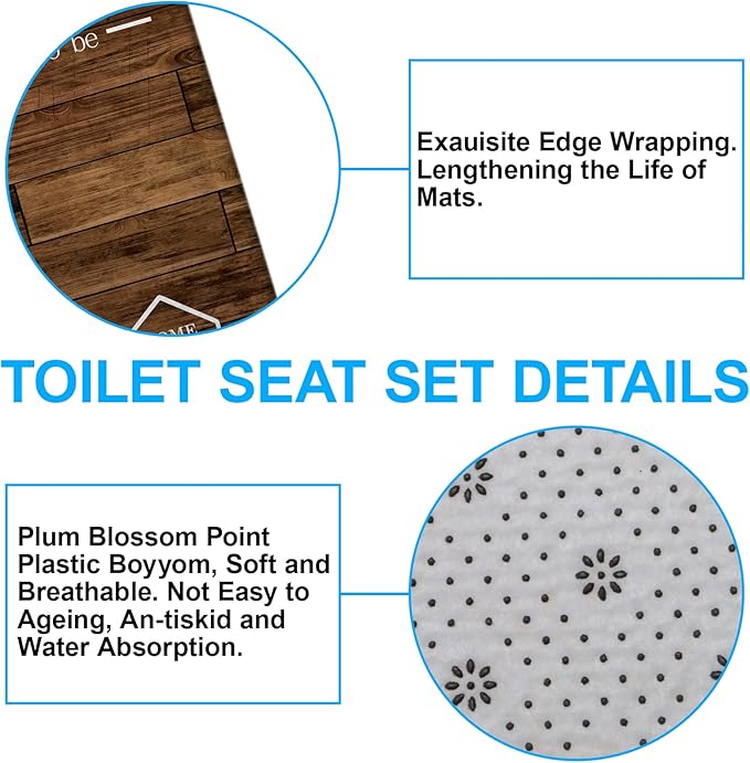 juwute 4Pcs Family Shower Curtain Sets with Non-Slip Rugs, Toilet Lid Cover and Bath Mat, Brown Home Bathroom Decor Set Accessories Waterproof Shower Curtains with 12 Hooks, 72 x 72 Inch