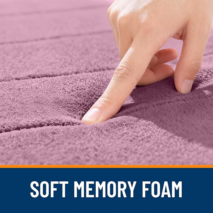 OLANLY Memory Foam Bath Mat 59x35, Super Soft Absorbent Bathroom Rugs, Quick Dry, Machine Washable Shower Floor Rugs, Bathmat Carpet, Bathroom Home Decor Accessories, Deep Plum