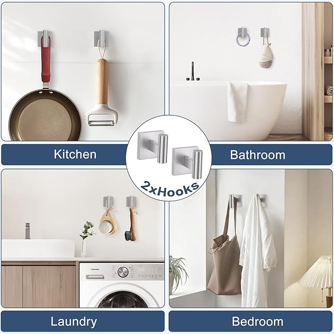TURS 5-Pieces Brushed Nickel Bathroom Hardware Set 23.6 Inch SUS304 Stainless Steel Towel Bar Set Wall Mounted Bathroom Accessories Set