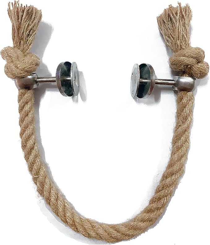 18 Inch Towel Rack - Nautical Rope Beach Bathroom Decor, Bathroom Accessories Wall Mount Coastal Towel Holder with Knot Design, Rustic Towel Bar Silver Stainless Steel