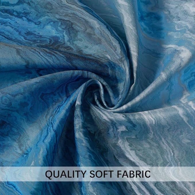 Blue Shower Curtain Marble Texture for Bathroom, Blue Polyester Fabric Waterproof Bathroom Decor,72 x 72 Inch,Standard Size