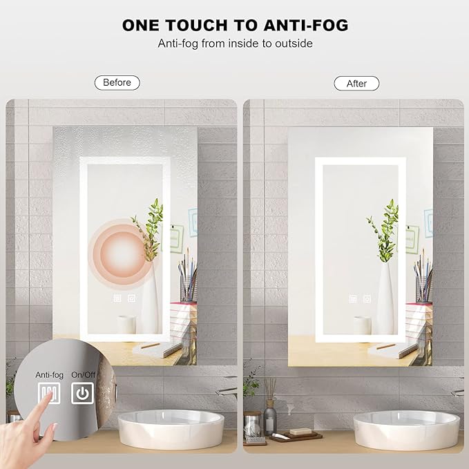 Led Medicine Cabinet, Lighted Medicine Cabinet Mirror with Defogger,Bathroom Mirror with Storage,Wall Mounted, Bathroom Vanity Mirror Cabinet Medicine,16x26 Inch