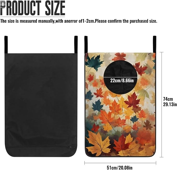 ZFRXIGN Thanksgiving Decorations Hanging Laundry Hamper Maple Over Door Storage Bag Space Saving Laundry Bag Fall Hanging Dirty Clothes Hamper Laundry Baskets for Bathroom, Closet, Dorm