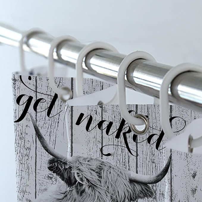 4 Pcs Farmhouse Cow Shower Curtain Sets with Rugs Wooden Bathroom Set Rustic Teal Flowers Home Bath Bathtub Decor for Bathroom 72 x 72 Inch