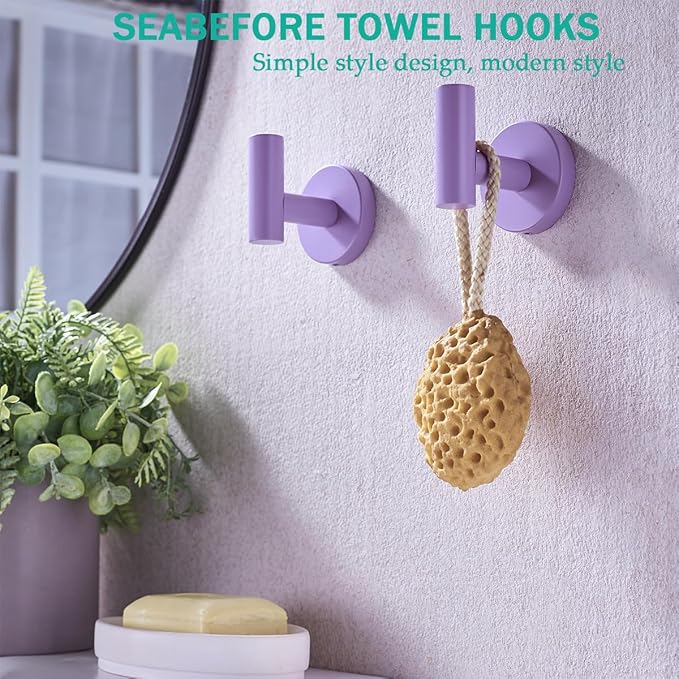 Bathroom Accessories Set,Purple 5 Pieces Bathroom Hardware Set,24 inch Towel Bar,Towel Ring for Bathroom,Robe Towel Hooks,Toilet Paper Holder Wall Mounted(Drilling),SE96006S-5PP