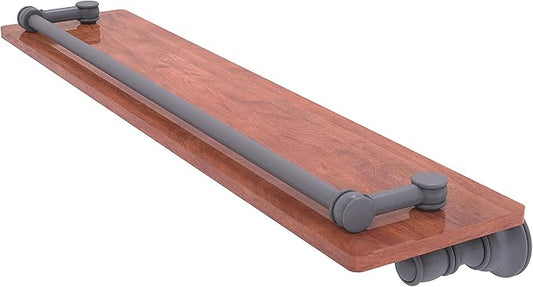 Allied Brass CL-1-22-GAL-IRW Carolina Collection 22 Inch Gallery Rail Wood Shelf, Matte Gray
