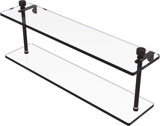 Allied Brass FT-2/22 Foxtrot Collection 22 Inch Two Tiered Glass Shelf, Oil Rubbed Bronze