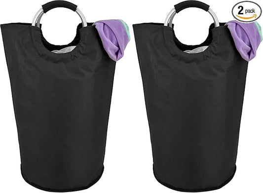 Handy Laundry Bag With Handles - 60L - Collapsible Fabric Laundy Hamper Bag - Laundry Basket For Dorm - Waterproof - Foldable - Suitable for a Dorm Clothes Hamper (Pack of 2)