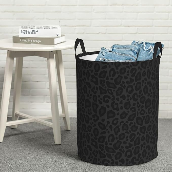 Animal Leopard Print Round Laundry Hamper Storage Basket Toys Clothes Organizer Bin For Home Bathroom Bedroom Dorm Nursery, 38l