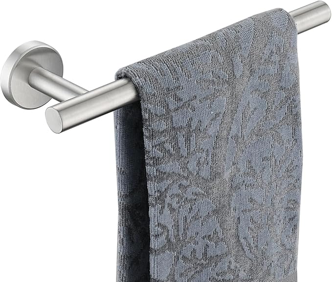 JQK Hand Towel Holder Towel Ring, 10 Inch Thicken 0.8mm 304 Stainless Steel Bathroom Hand Towel Bar, 9 Inch Useable Length Wall Mount Towel Rack Hanger, Brushed Steel, THH110L9-BN