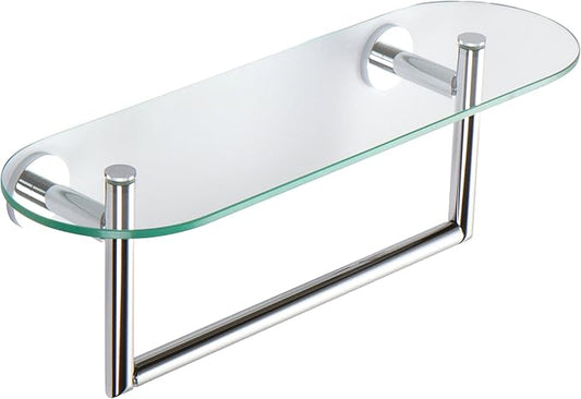 Ginger 0219T-24/PC Sine 24" Tempered Glass Toiletry Shelf Rack with Towel Bar, Polished Chrome