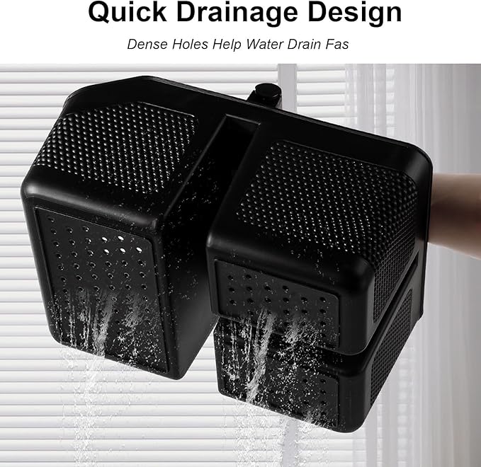 rejomiik Shower Caddy Portable with Bamboo Handle, Plastic Basket Cleaning Caddy Organizer Storage Tote for Bathroom, College, Dorm Room Essentials, Black