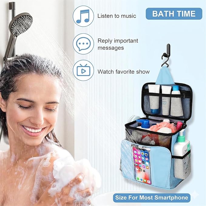 BAIMAY Quick Dry Mesh Shower Caddy, Travel Cruise Ship Essentials-Lightblue