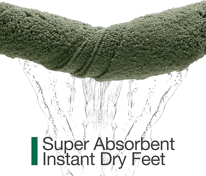 LUMI Large Ultra Soft Bathroom Rugs Non Slip with Rubber Backing, Absorbent Washable Bath Mat Quick Dry, Upgraded Premium Microfiber Plush Carpet for Bathtub and Shower Floor, Green, 24x43