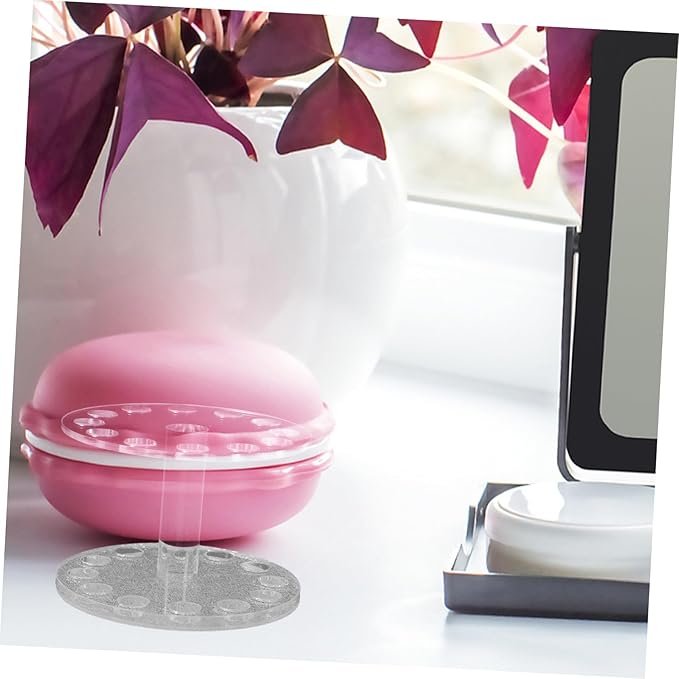 Healeved Round Nail Art Pen Holder Silver Transparent Stand for Nail Brush Tools Durable and Portable Uv Gel Painting Accessory Prevents Mess and Clutter Work Desk