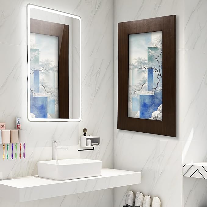 Concealed Medicine Cabinet 14×24 Recessed, Picture Frame Medicine Cabinet, Farmhouse Espresso Wood Frame, 3 Shelves, 100% Handmade, Fully Assembled Wall Niche Insert For Bathroom, Bedroom and Hallway