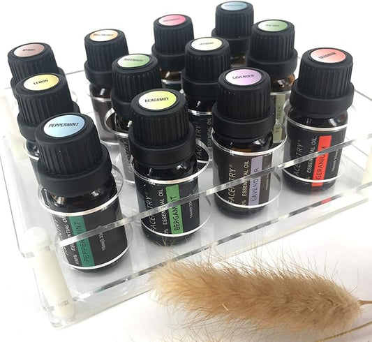 Organizer Essential Oil Bottle Holder, Shelf Storage Rack Display Stand, Perfectly Holds 10ml, 15ml, 20ml Oils