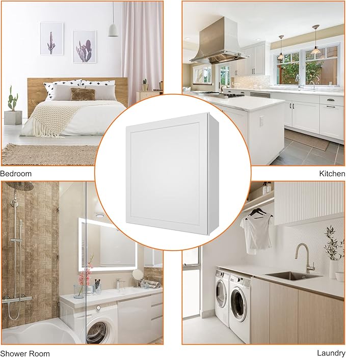 ROOMTEC Wood Wall Cabinet,RTA Single Door Medicine Cabinet with Adjustable Shelves and Soft-Close Door for Kitchen, Bathroom, and Laundry. 12" D*21" W*30" H, Shaker White