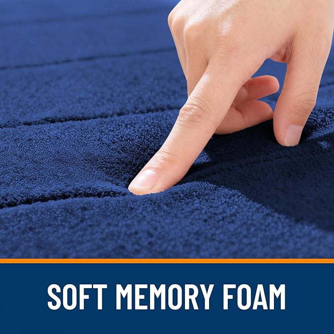 OLANLY Memory Foam Long Bathroom Rugs Runner 47x20, Super Soft Absorbent Bath Mat, Quick Dry, Machine Washable Shower Rugs, Bathmat Carpet, Bathroom Home Decor Accessories, Twilight Sapphire