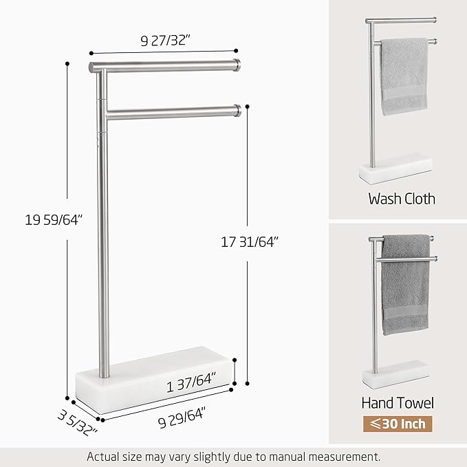 KES Countertop Towel Holder Stand for Bathroom, Counter Top Swivel Towel Rack Standing with Marble Base, Free Standing Hand Towel Holder Stand 18/8 Stainless Steel Brushed Finish, BTH233-2
