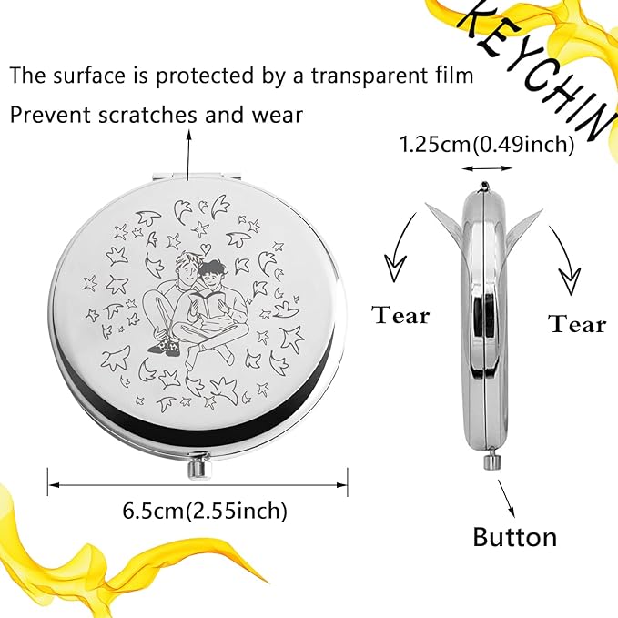KEYCHIN Nick and Charlie Pocket Mirror LGBT Pride Gifts Compact Makeup Mirror for TV Show Fans (Hi Leaves-S)