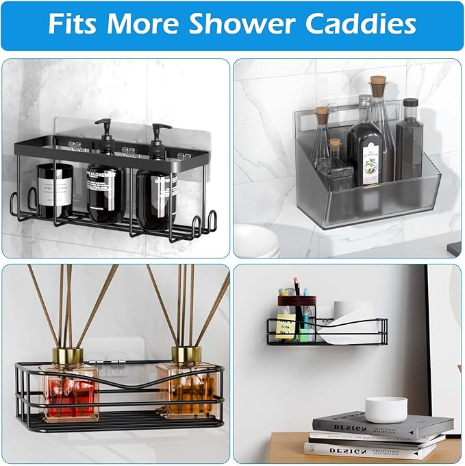 Lsnisni 3 Pack Shower Caddy Adhesive Replacement, Shower Adhesive Strips, Strong Adhesive Hooks, Waterproof Sticker, No Drilling, for Bathroom Shelf and Kitchen Racks