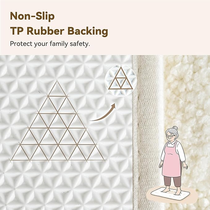 GRANNY SAYS Bathroom Rugs Non Slip, 20" x 32", Bath Rugs for Bathroom Washable, Bath Mats for Bath Floor, Microfiber Bath Mat for Tub, Absorbent Bath Rugs for Bath, Ivory