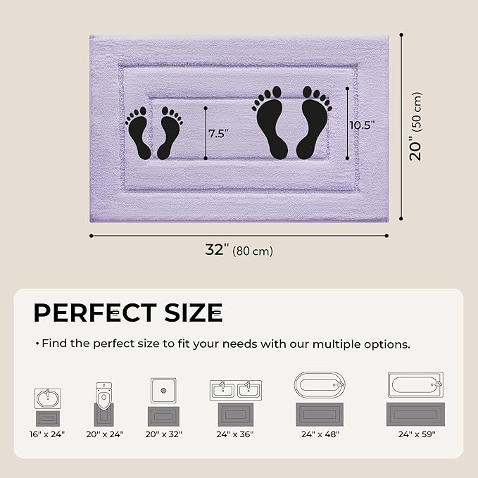 GRANNY SAYS Bathroom Rugs and Mats, 16" x 24" Non-Slip Bath Mat for Bathroom, Super Soft Absorbent Microfiber Bath Rug, Machine Washable and Dry, Small Lavender Rug for Shower, Tub and Bath Floor