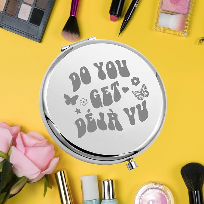 KEYCHIN Music Album Pocket Mirror Singer Fans Gifts Do You Get Deja Vu Music Song Lyrics Compact Makeup Mirror for Women Girls Teenagers (Deja Vu -S)