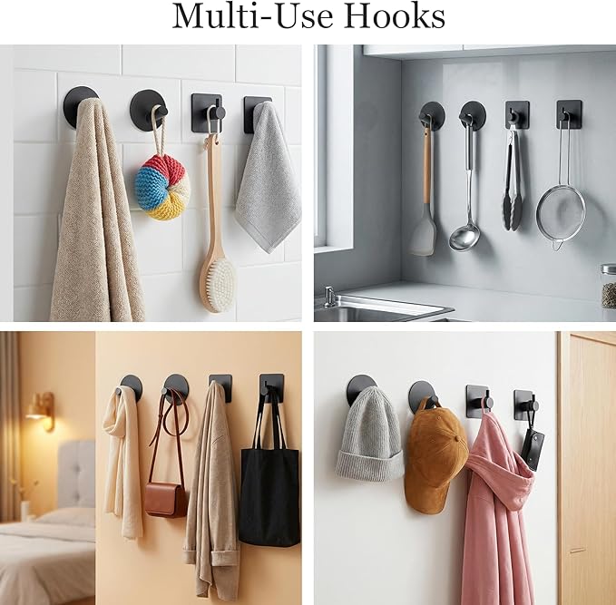 10-Pieces Matte Black Bathroom Accessories Set,Adjustable 14.5-24 Inch Bath Towel Bar Set, SUS 304 Stainless Steel Bathroom Hardware Set, Towel Racks for Bathroom Wall Mounted