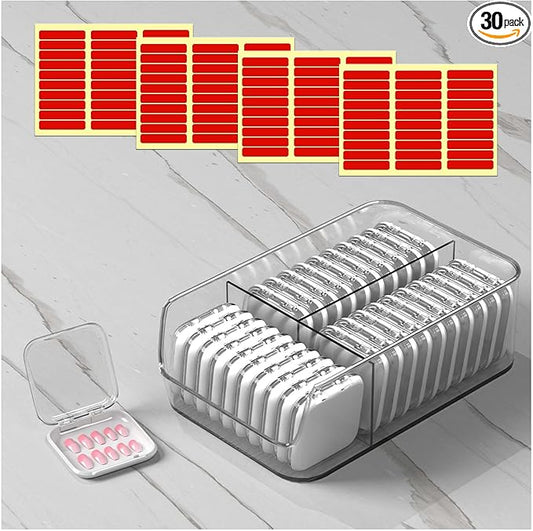 30 Pcs Press On Nail Storage Box Container False Nail Organizer Acrylic Display Case with a Large Stackable All-In-One Box and 120 Pcs Double Sided Adhesive Nail Display Tape (White)