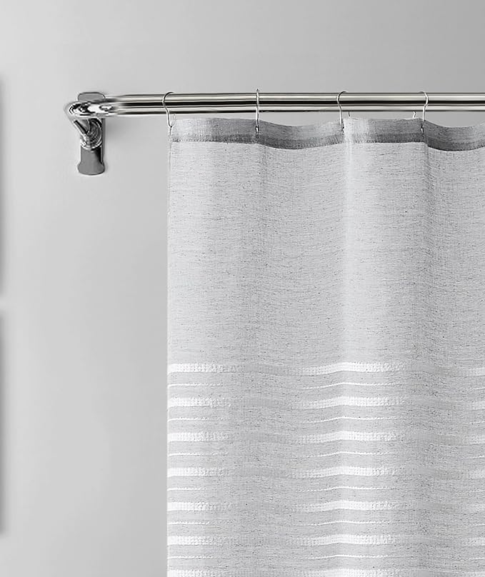 Dainty Home Bathroom Linen Look Bath Shower Curtain 70" x 72" Water Resistant Polyester Blend Fabric Shower Curtain Washable Shower Curtain Perfect Cloth Decor for Stylish Bathrooms