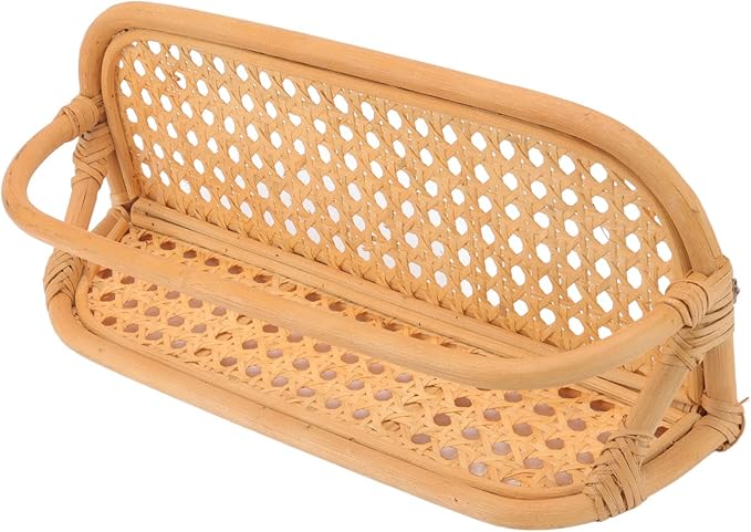 Keenso Rattan Wall Shelf Durable Handmade Hanging Shelf for Bathroom Kitchen Living Room Storage
