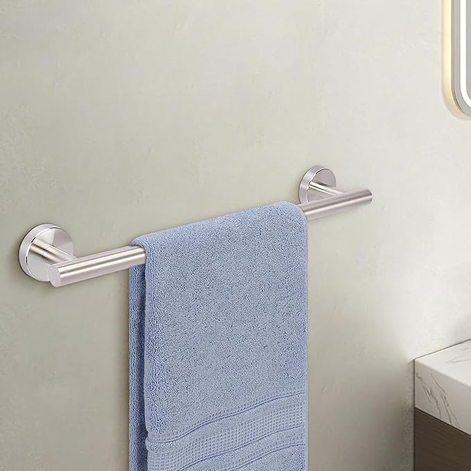 Livabber Bath Towel Bar, 304 Stainless Steel Towel Rack, Heavy Duty Towel Holder Wall Mounted for Bathroom/Kitchen, Usable Hanging Length-13.4 Inch, Total Length-16 Inch (Brushed Nickel)