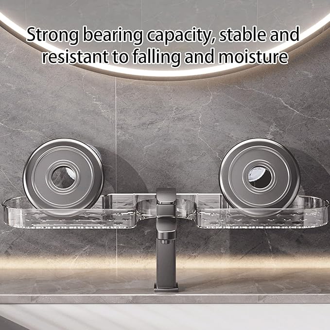 ljhnba Space Saving Suction Cup Storage Rack Toiletries Holder Shelf Bathroom Organiser For Shampoo And Small Accessories