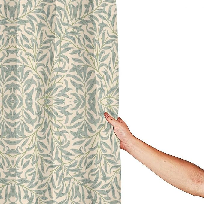 Vintage Botanical Shower Curtain William Morris Designs Green Jungle Fruit Print Shower Curtain Set Polyester Interior Waterproof Shower Curtain with 12 Hooks 72x84 Inches(183x214cm)