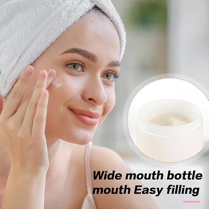 Empty White Silver Edge Portable Refillable Plastic Cosmetic Makeup Face Cream Jar Sample Container Bottle Pot (100ml(3.4oz)-6PCS)