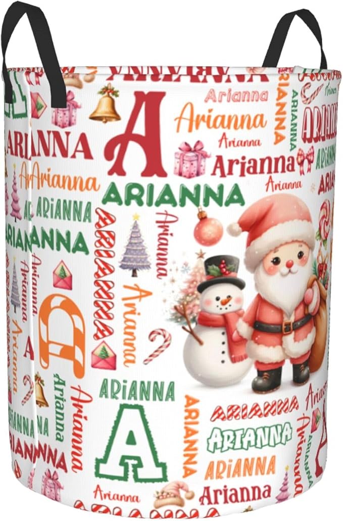 Personalized Santa Laundry Basket For Baby Kids Boys Girls Adult Custom Hamper Basket With Name For Bathroom Bedrooms Collapsible Baby Laundry Basket, Dirty Clothes Hamper With Handles