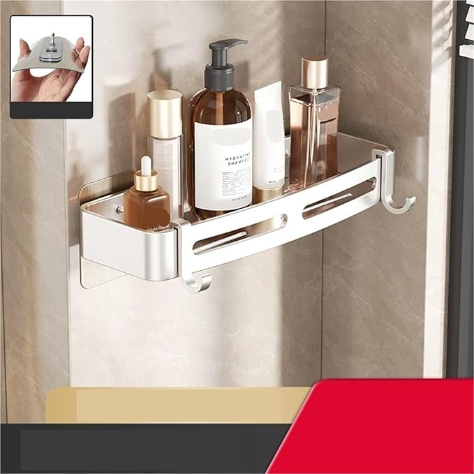 Triangular Wall-Mounted Shelf for Bathroom Or Toilet Area Rectangle Additional Balcony Storage Space for Small Bathrooms(Silver,Rectangle_1PCS NO Bars)