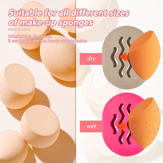 2PCS Makeup Sponge Holder Beauty Blender Bolder Makeup Sponge Case Breathable Make Up Sponge Case Essentials Suitable for Business or Travel（Rose+Khaki）