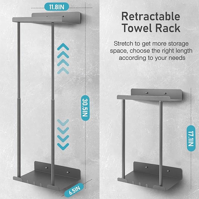 Hommtina Bathroom Towel Storage Black Towel Holder Bathroom Decor Aesthetic Towel Racks for Bathroom Bath Towel Storage (Grey)