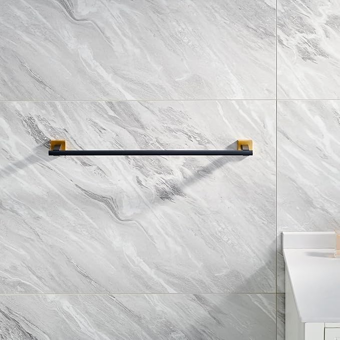 Miyili 24" Towel Bar SUS 304 Stainless Steel Towel Holder for Bathroom or Kitchen Wall Mount Black & Gold, A02BG60A