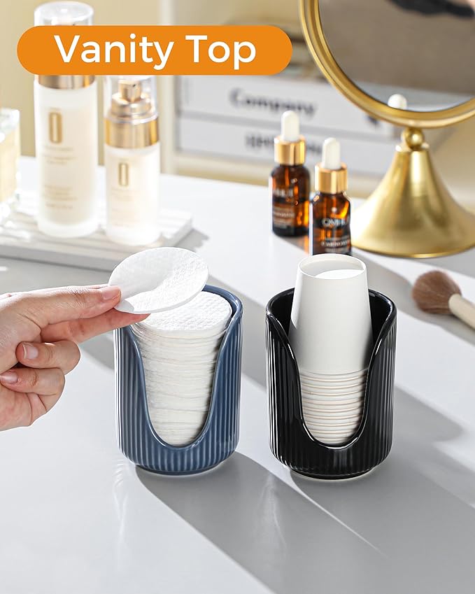 ABRUTY Bathroom Cup Dispenser, 3oz-4oz Ceramic Paper Cup Holder, Small Countertop Mouthwash Dixie Cups Accessories, for Vanity Countertops, Bathroom, Kitchen, and Dining Room