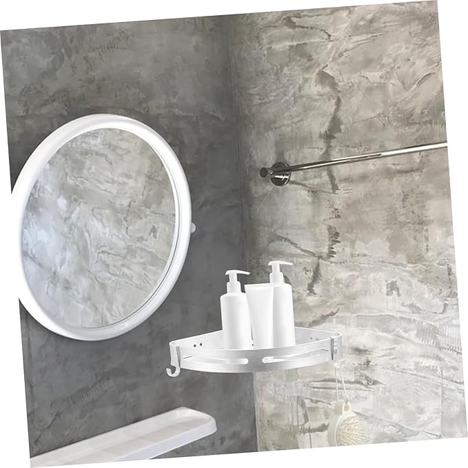 Punch Wall Mounted Rack Silver Triangle Storage Shelf for Bathroom Kitchen Aluminum Design Space Saving for Organizing Shampoo Soap Towels and More